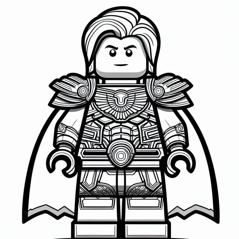 Desenho de Cavaleiro Lego para Colorir com Armadura Detalhada