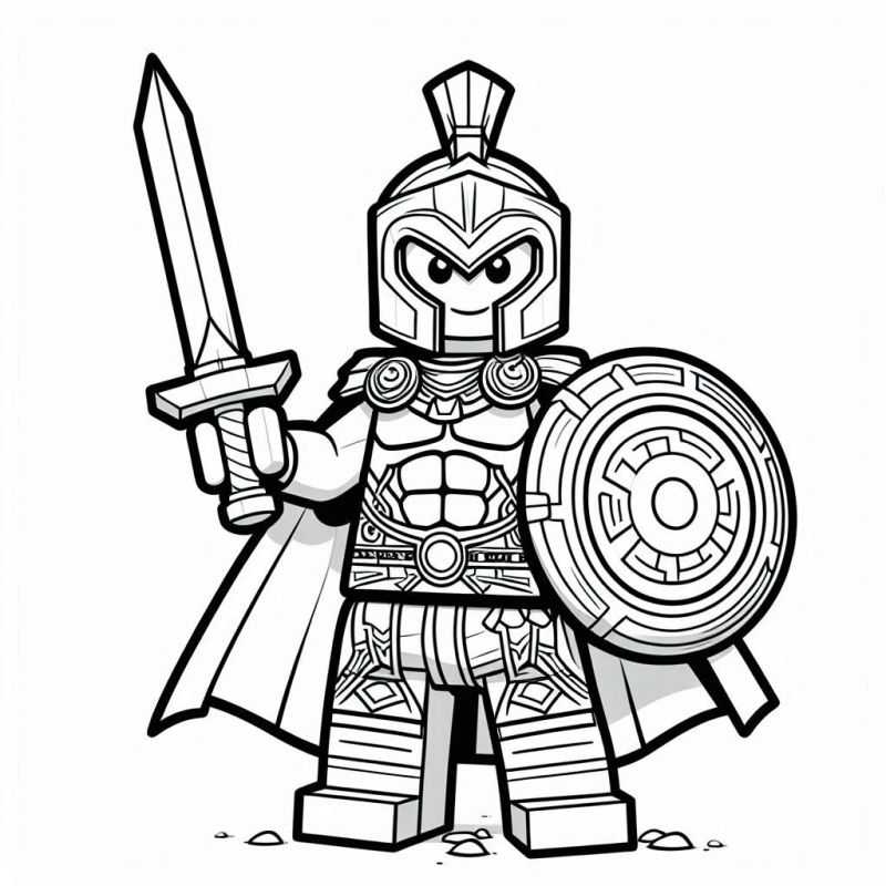 Desenho de Cavaleiro Medieval Lego para Colorir