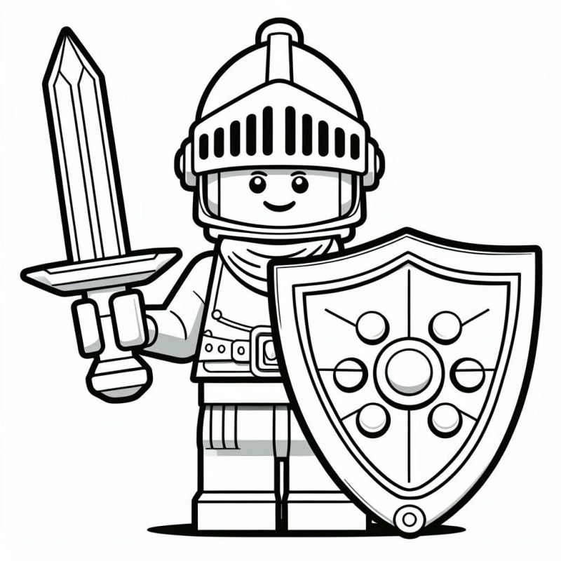 Desenho de Cavaleiro Medieval de Lego para colorir