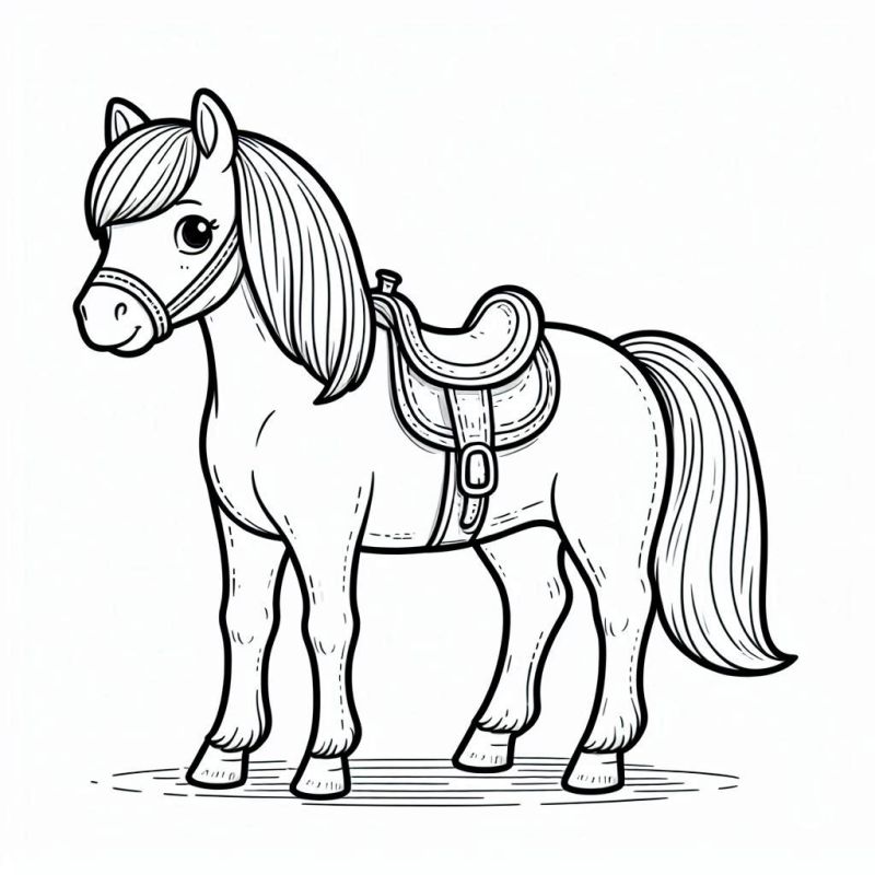 Desenho de Cavalo Amigável para Colorir Grátis