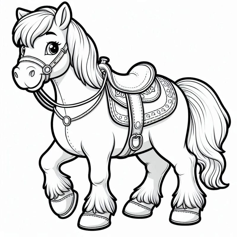 Desenho de Cavalo Caricato para Colorir