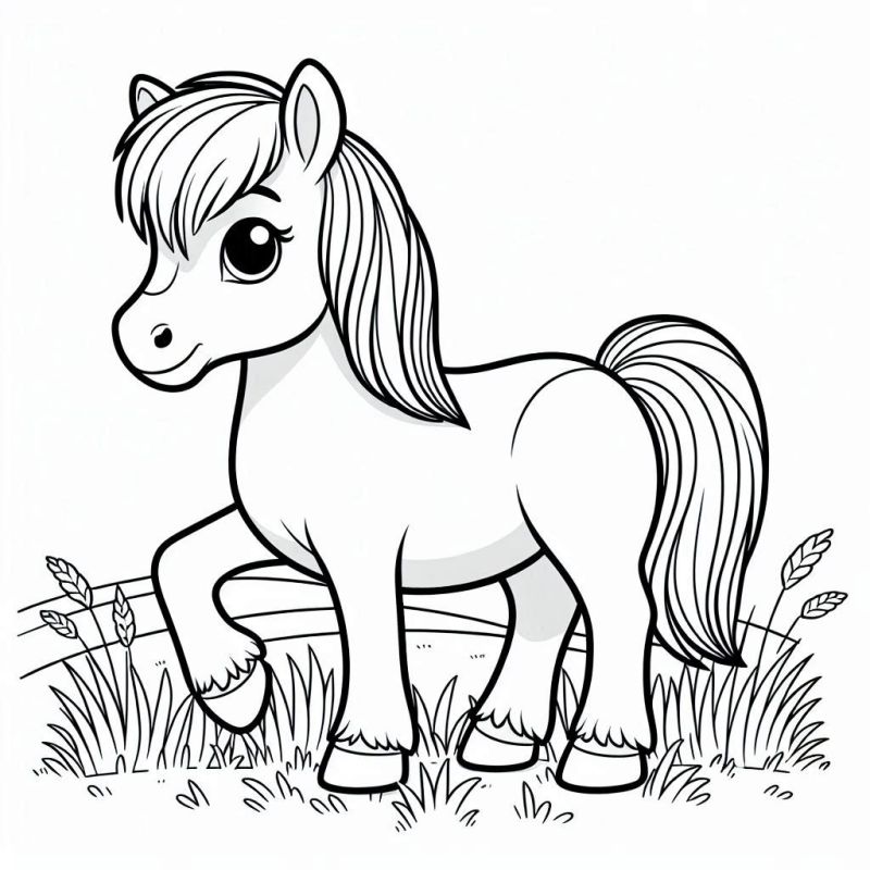 Desenho de Cavalo Fofinho para Colorir