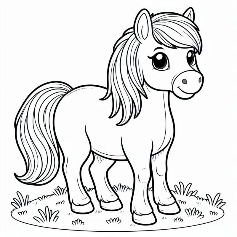 Desenho Adorável de Cavalo Fofo para Colorir