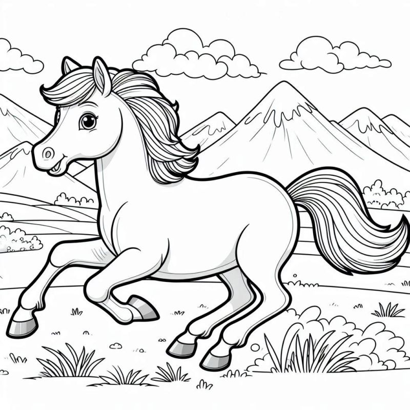 Desenho de Cavalo em Movimento para Colorir