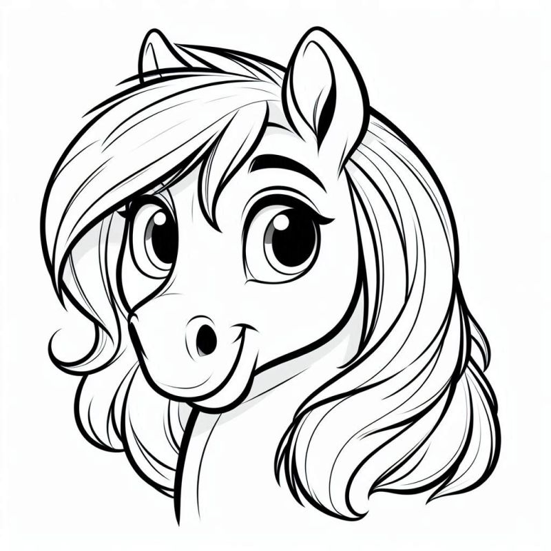 Desenho Cartoon de Cavalo para Colorir