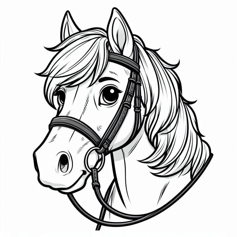 Desenho Detalhado de Cavalo para Colorir