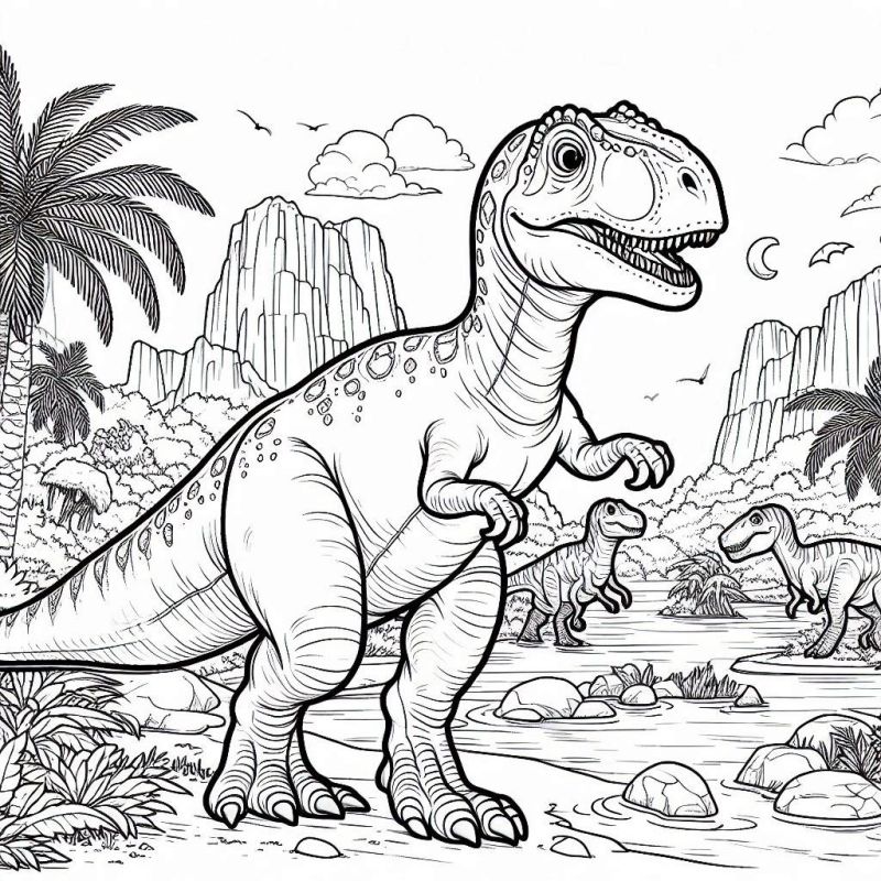 Desenho Detalhado de Dinossauro para Colorir