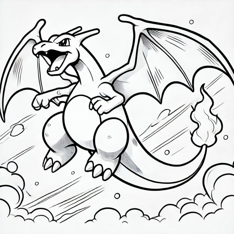 Desenho de Charizard, Pokémon tipo fogo, pronto para colorir