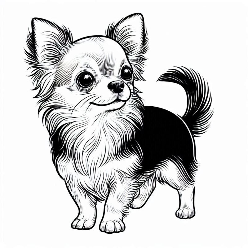 Desenho de Chihuahua em Estilo de Esboço para Colorir