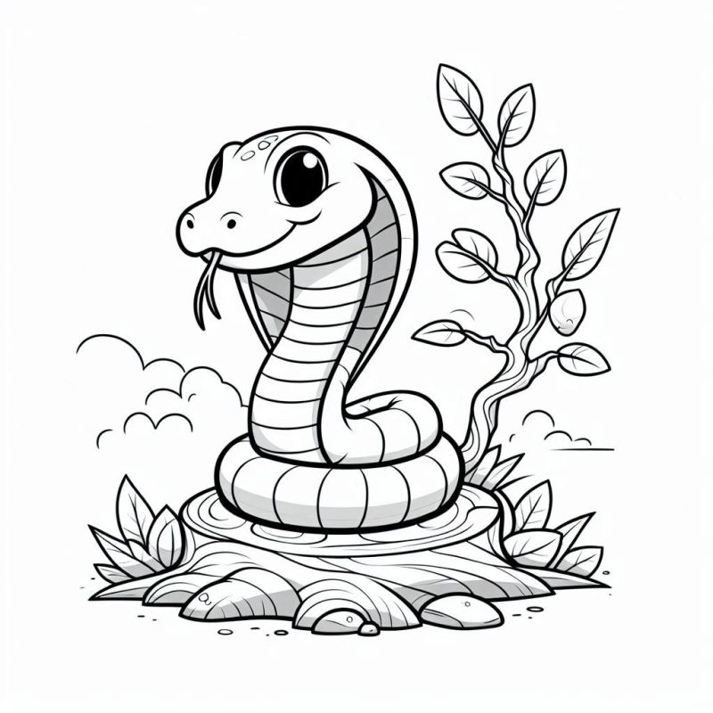 Desenho de Cobra-Rei Amigável para Colorir