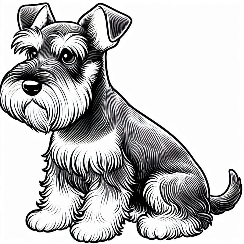 Desenho Detalhado de Schnauzer para Colorir