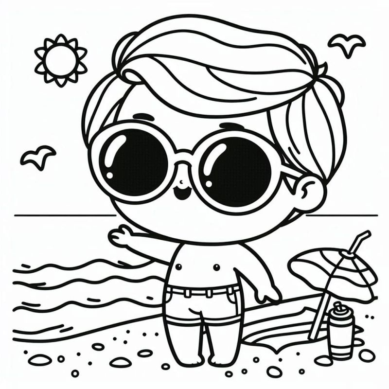 Desenho para Colorir: Boneca LOL na Praia