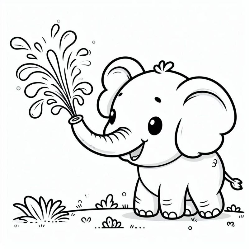 Elefante Bebê Divertido para Colorir