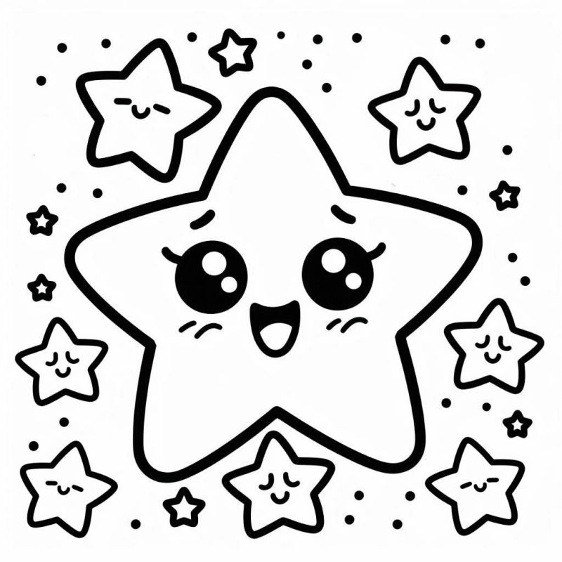 Desenho de Estrela Feliz para Colorir