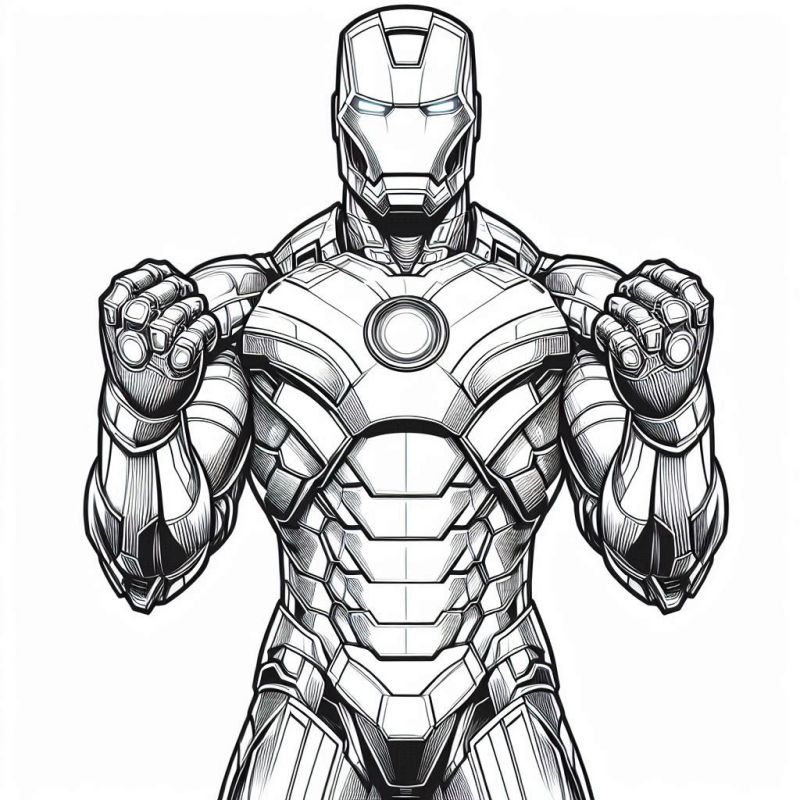 Desenho Detalhado do Homem de Ferro para Colorir