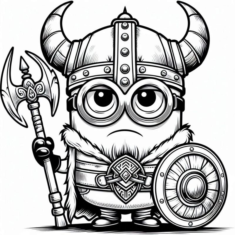 Desenho de Minion Viking: Uma Aventura Colorida