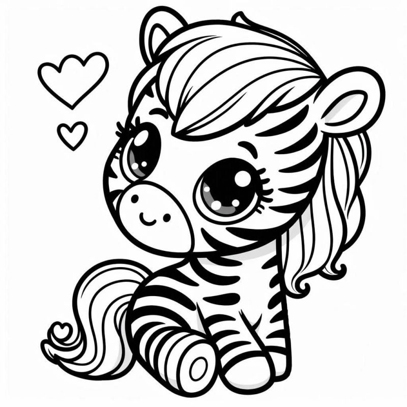 Desenho de Zebra Fofa Filhote para Colorir