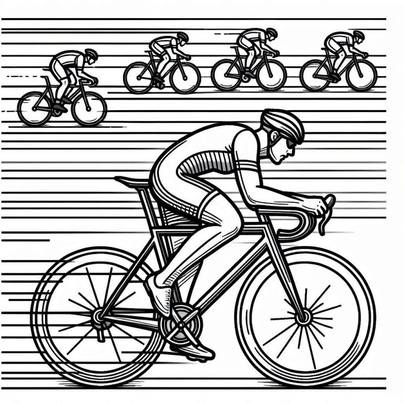 Desenho de Corrida de Ciclismo nas Olimpíadas para Colorir