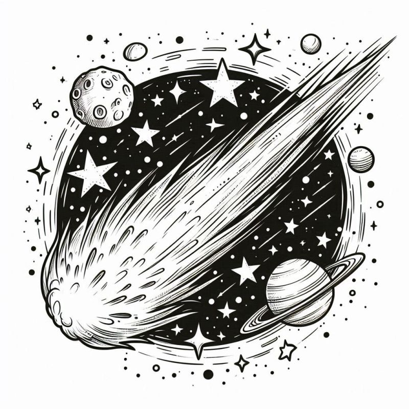 Desenho de Cometa Cósmico para Colorir