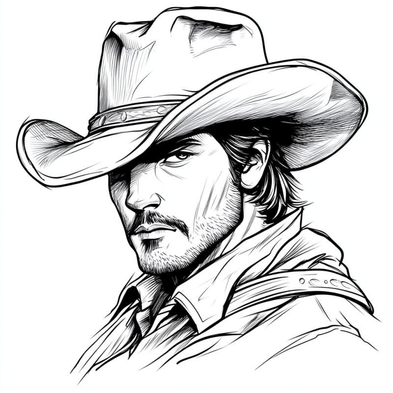 Retrato de Cowboy: Estilo e Expressão para Colorir