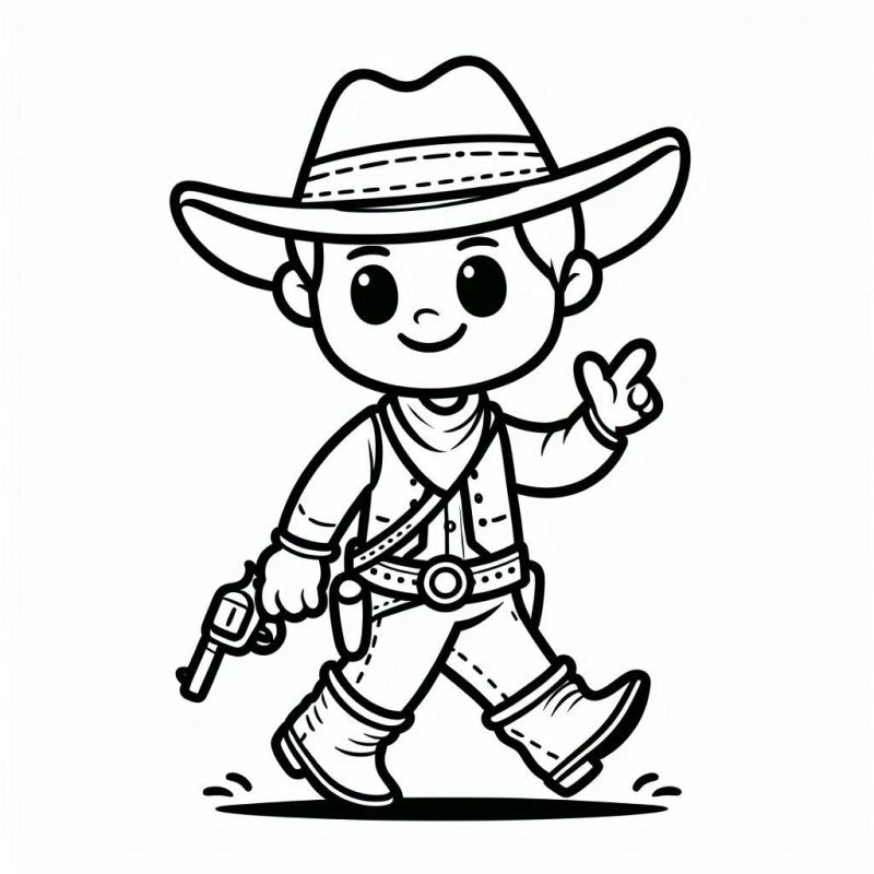 Desenho de Cowboy Animado para Colorir