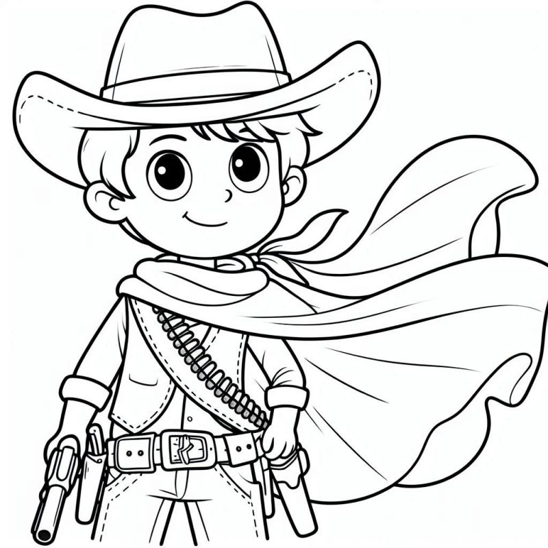 Desenho de Jovem Cowboy Alegre para Colorir