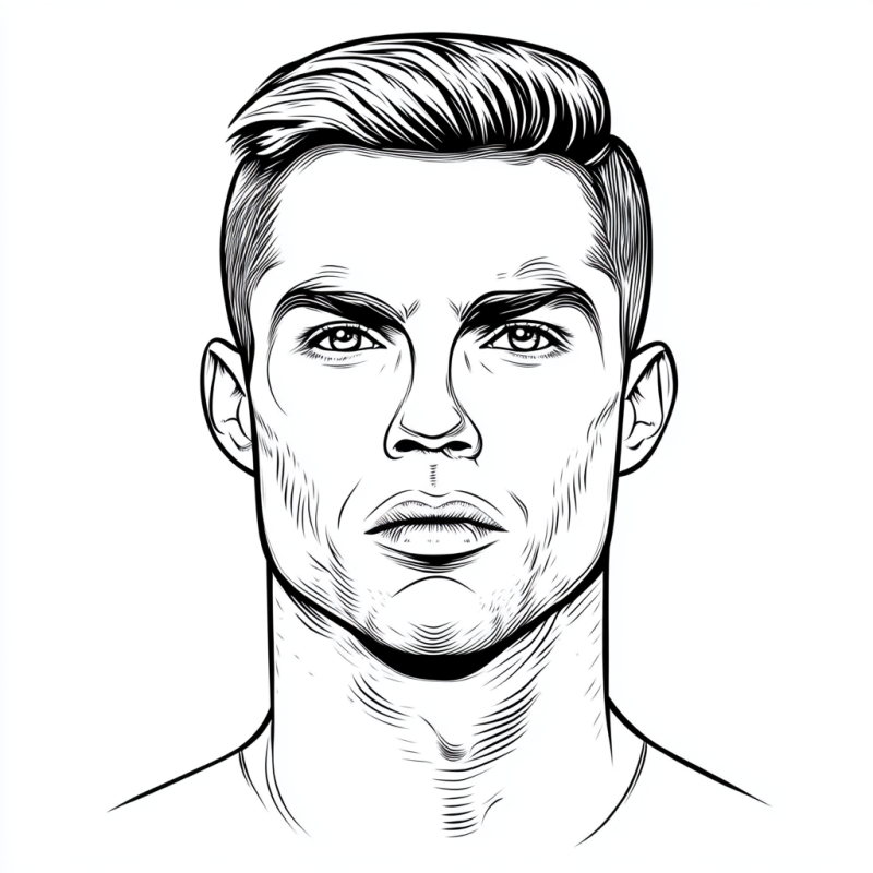 Retrato Realista de Cristiano Ronaldo para Colorir