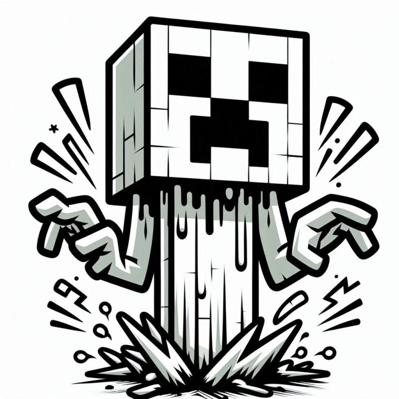 Desenho de um Creeper do Minecraft para colorir