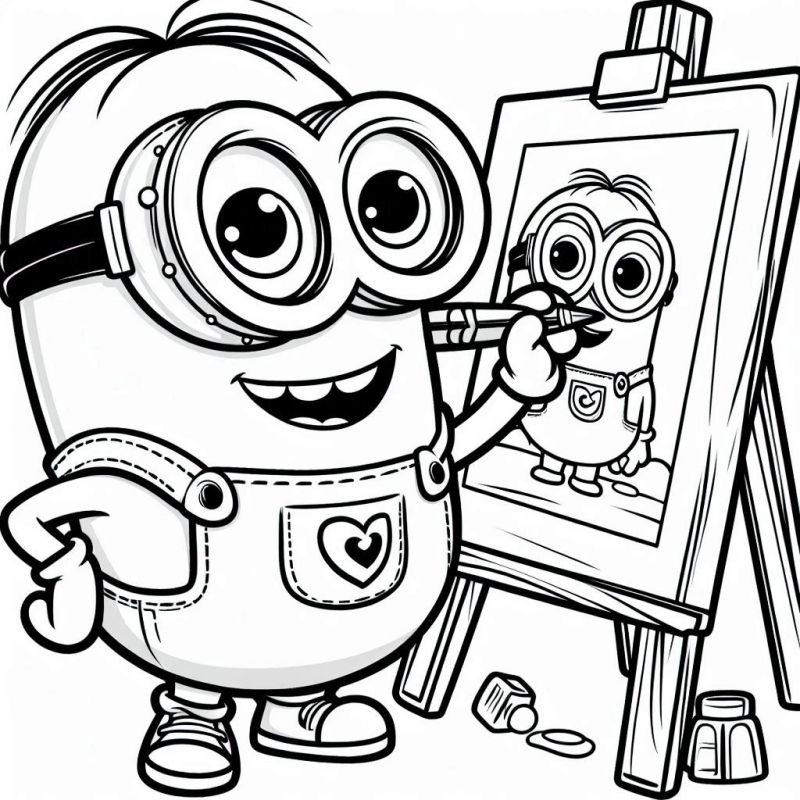 Divirta-se Colorindo o Autorretrato do Minion Artista