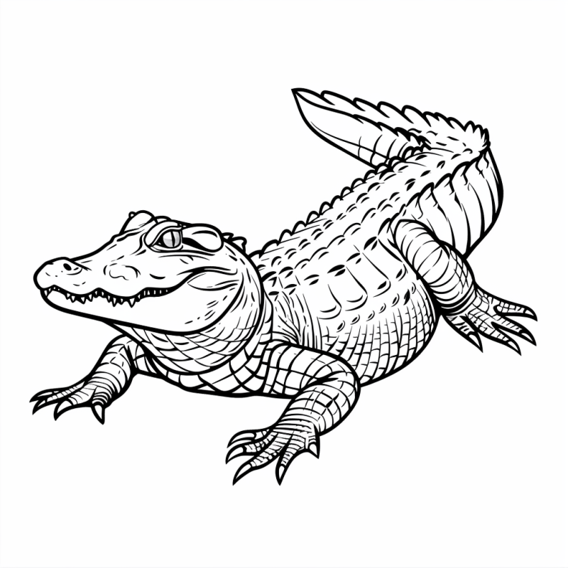 Desenho de Crocodilo Detalhado para Colorir