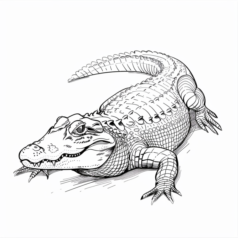 Desenho Detalhado de Crocodilo para Colorir