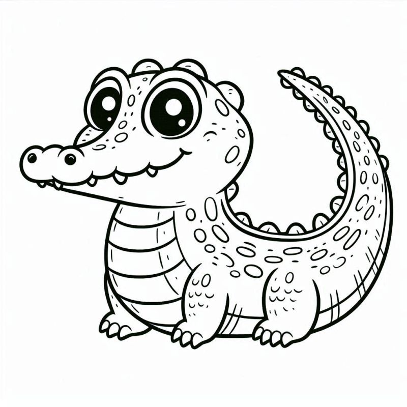 Desenho de Crocodilo Amigável para Colorir