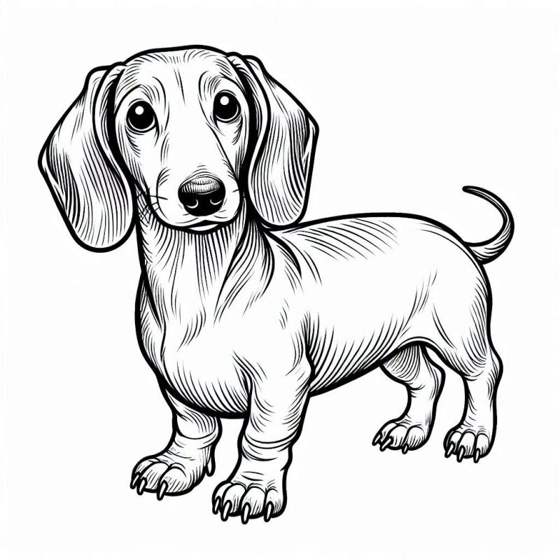 Colorir o Charme do Dachshund em Estilo Contorno