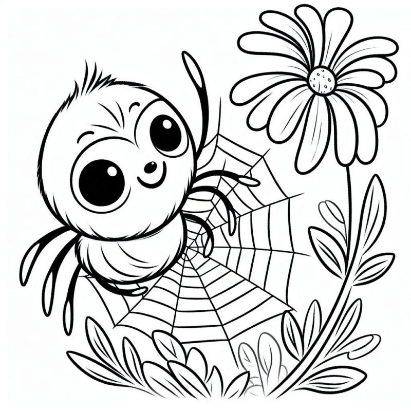 Desenho Fofo de Aranha para Colorir