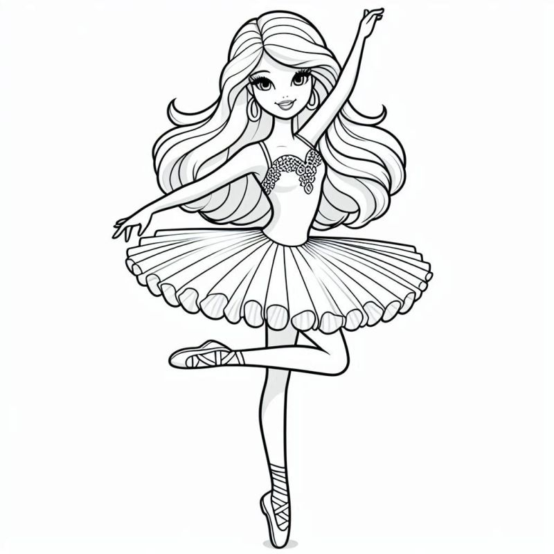 Desenho da Barbie como bailarina para colorir