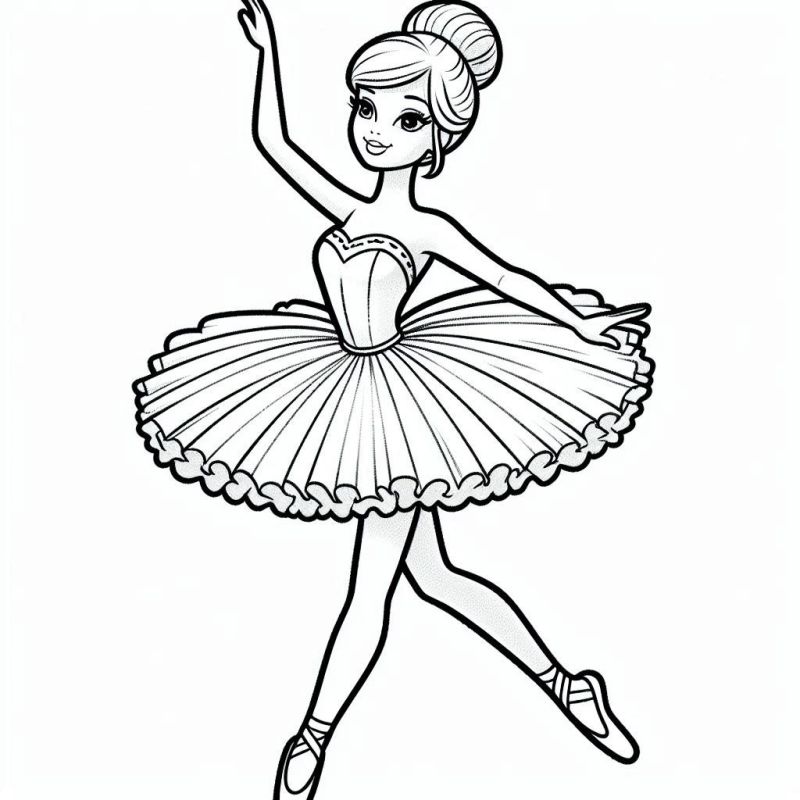 Desenho de Barbie Bailarina em salto clássico para colorir