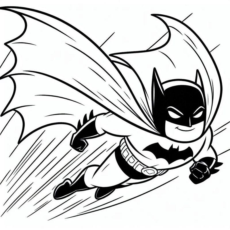 Desenho do Batman Cartoon Voando para Colorir