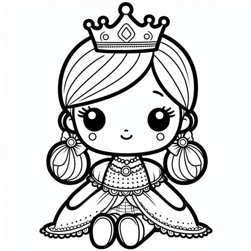 Desenho detalhado de boneca princesa para colorir