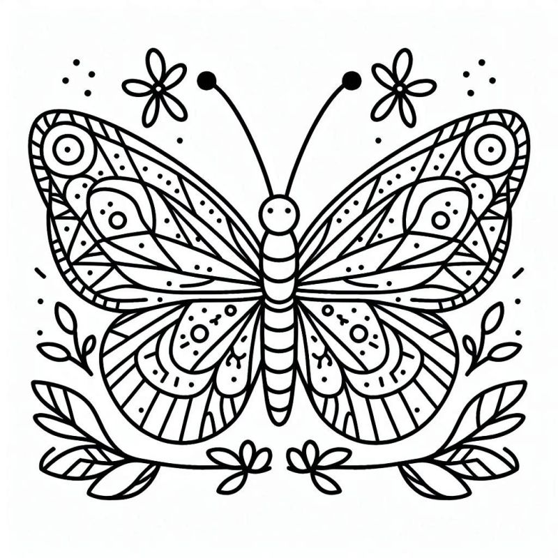 Desenho Detalhado de Borboleta para Colorir