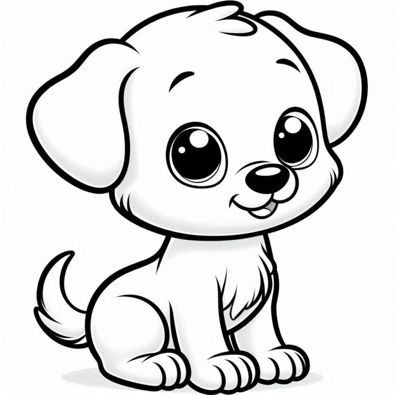 Desenho de Filhote de Cachorro Simpático para Colorir