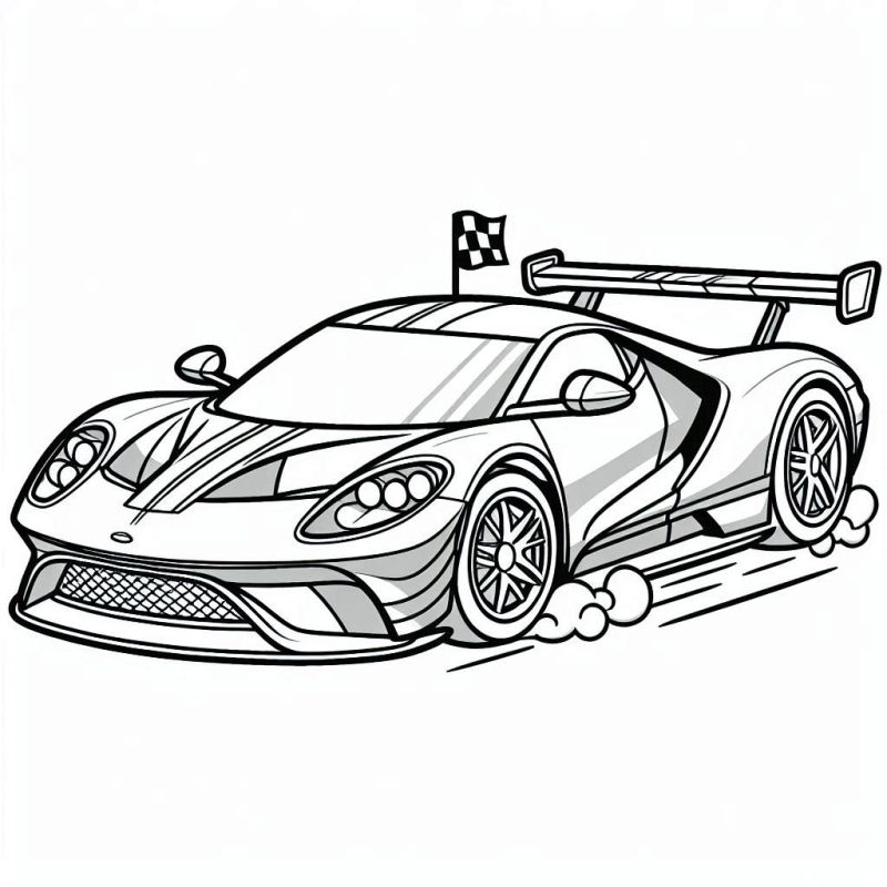 Desenho de Carro Esportivo Aerodinâmico para Colorir