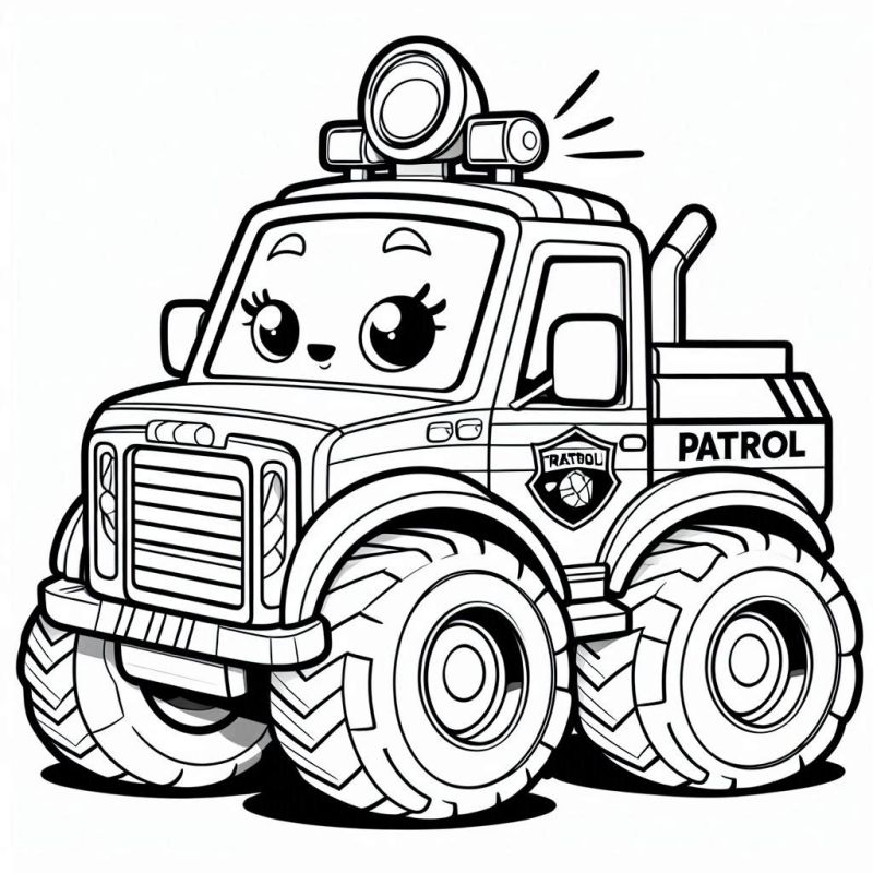 Desenho Adorável de Carro de Patrulha para Colorir