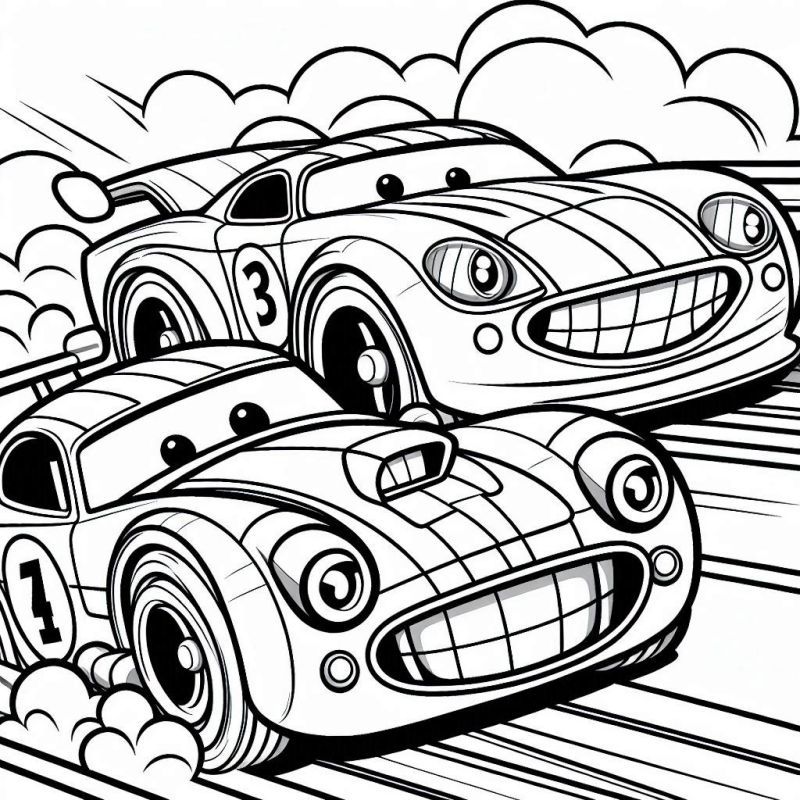 Divertidos Carros de Corrida para Colorir