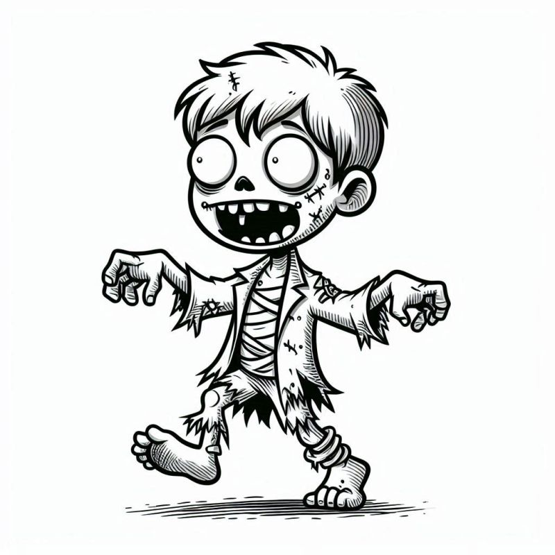 Zumbi Infantil em Estilo Cartoon para Colorir