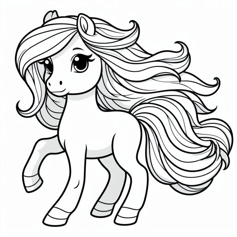 Desenho de cavalo estilo cartoon para colorir