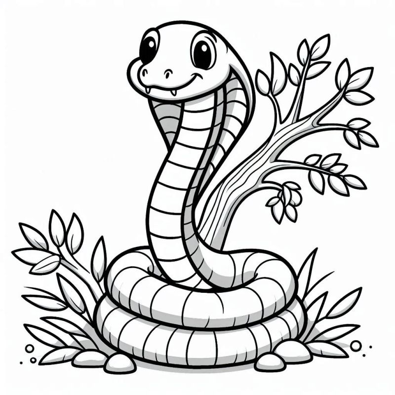 Desenho de Cobra Cartunesca para Colorir