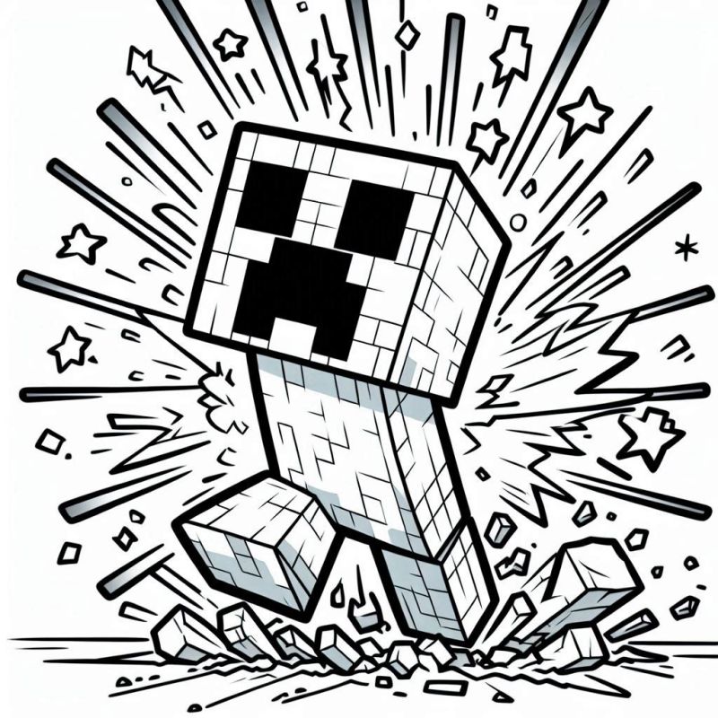 Creeper Explosivo para Colorir e Se Divertir