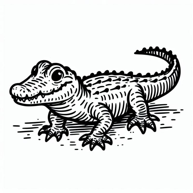 Desenho de Crocodilo Fofo para Colorir