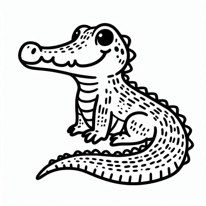 Desenho de Crocodilo Amigável para Colorir