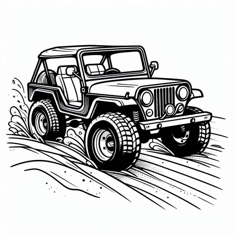 Desenho para Colorir de Jipe Off-Road em Ação